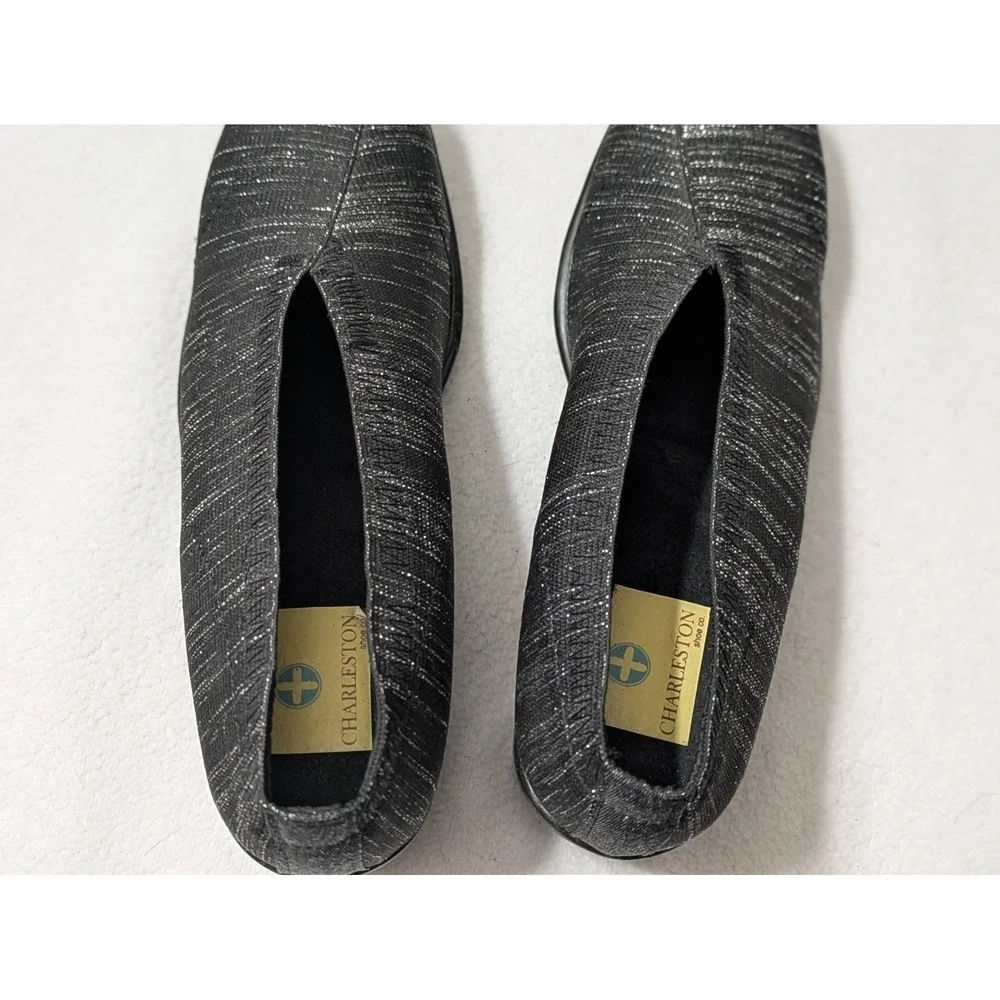 Charleston Shoe Company Black Wedge V Cut Comfort Knit Slip On Size 5